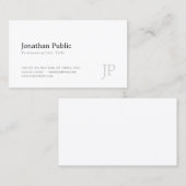 Monogram Modern Elegant Wit Eenvoudig Ontwerp Visitekaartje (Voorkant / Achterkant)