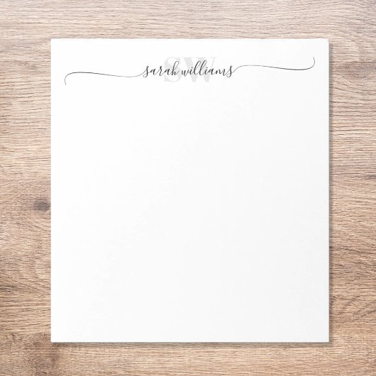 Monogram Modern Elegante Chic Script Naam Notitieblok