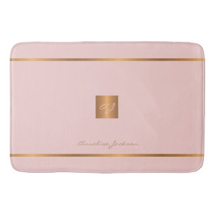 Monogram modern elegante glinsterende roze en goud badmat