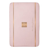 Monogram modern elegante glinsterende roze en goud badmat (Voorkant Verticaal)