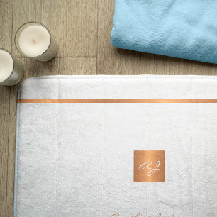 Monogram modern elegante glitters wit en goud badmat