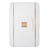 Monogram modern elegante glitters wit en goud badmat (Voorkant Verticaal)