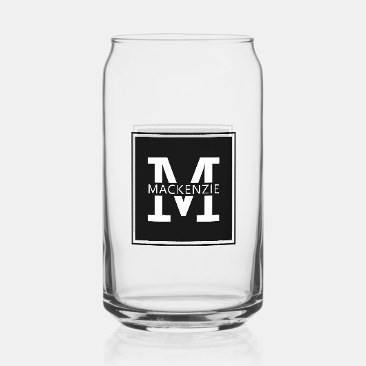Monogram Modern en Minimalistisch Gepersonaliseerd Blikvorm Glas (Achterkant)