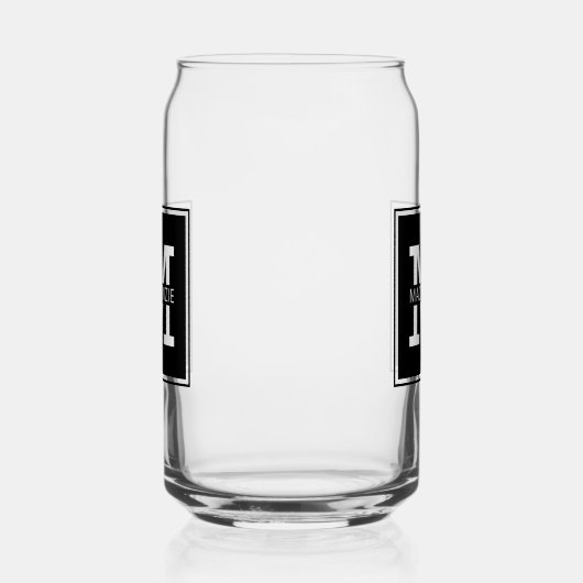 Monogram Modern en Minimalistisch Gepersonaliseerd Blikvorm Glas (Rechts)