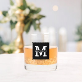 Monogram Modern en Minimalistisch Gepersonaliseerd Whisky Glas
