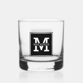 Monogram Modern en Minimalistisch Gepersonaliseerd Whisky Glas (Achterkant)