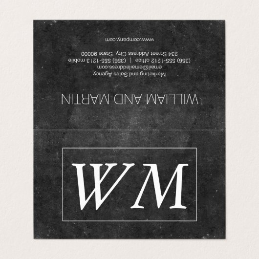 Monogram | Modern Executive (leisteen) Visitekaartje (Buitenkant ongevouwen)