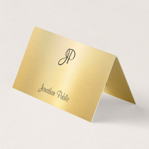 Monogram modern Faux Gold Calligraphy Script Visitekaartje