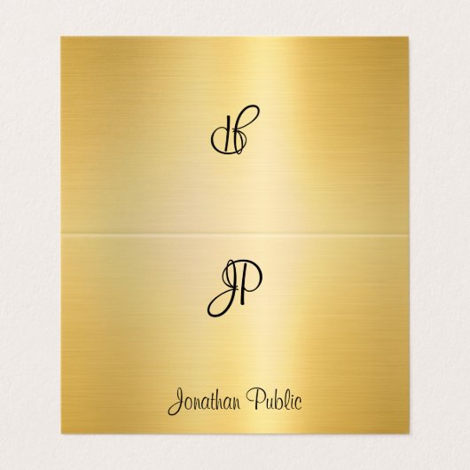 Monogram modern Faux Gold Calligraphy Script Visitekaartje (Buitenkant ongevouwen)