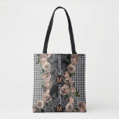 Monogram Modern Floral Gecontroleerde Bridesmaid Tote Bag (Voorkant)