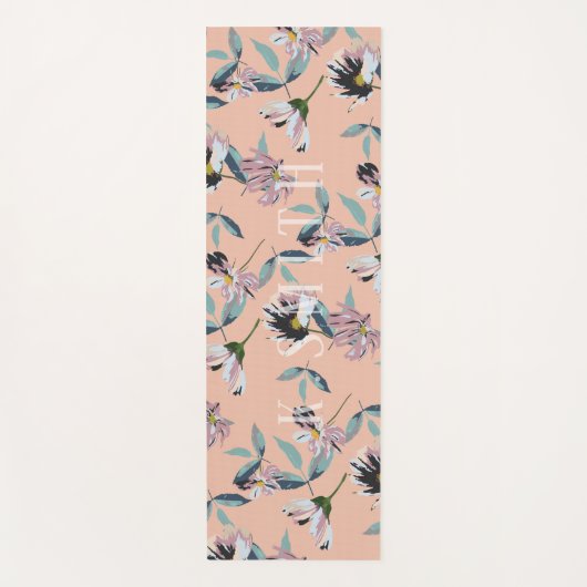 Monogram Modern Floral Pattern Yogamat (Voorkant)