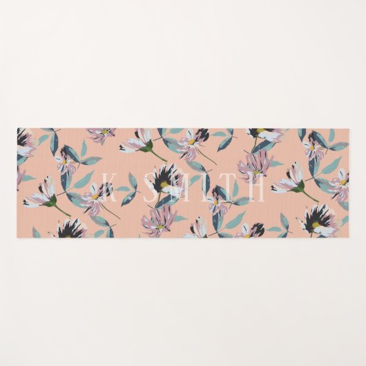 Monogram Modern Floral Pattern Yogamat (Voorkant (horizontaal))