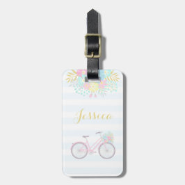 Monogram Modern Flower Bike Bagagelabel