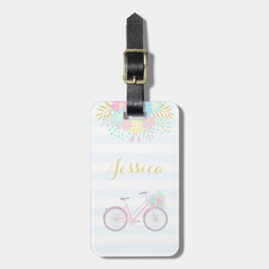 Monogram Modern Flower Bike Bagagelabel (Voorkant verticaal)