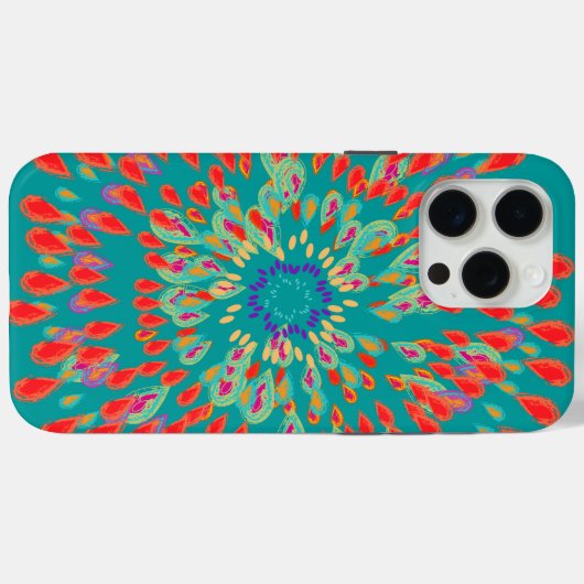 Monogram Modern Flower Blauwgroen iPhone Case (Achterkant (horizontaal))