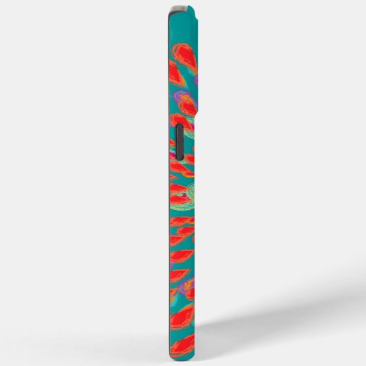 Monogram Modern Flower Blauwgroen iPhone Case (Achterkant / Rechts)