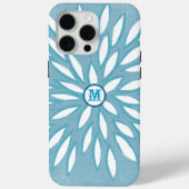Monogram Modern Flower Blauwgroen iPhone Case (Achterkant)