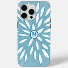 Monogram Modern Flower Blauwgroen iPhone Case