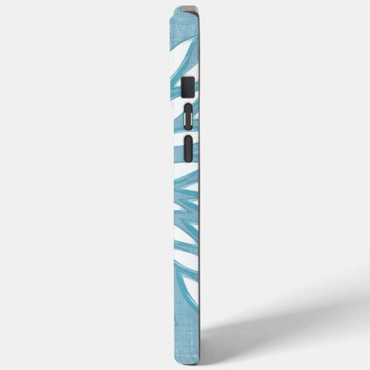 Monogram Modern Flower Blauwgroen iPhone Case (Achterkant / Links)