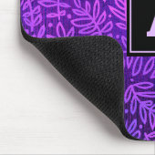 Monogram modern folieblad patroon paars muismat (Hoek)
