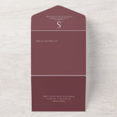 Monogram Modern Foto Burgundy Wine Geen diner All In One Uitnodiging (Buitenkant)