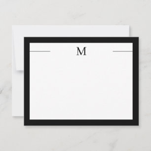 Monogram Modern Frame Zwart Wit Plat Notitiekaart Notitiekaartje