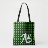 Monogram Modern Fun Black en Green Tote Bag (Voorkant)