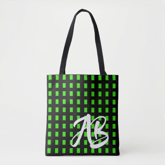 Monogram Modern Fun Black en Green Tote Bag (Voorkant)