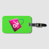Monogram Modern Fun Bright Groen Roze Bagagelabel (Voorkant (horizontaal))