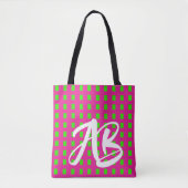 Monogram Modern Fun Hot Pink en Groen Tote Bag (Voorkant)