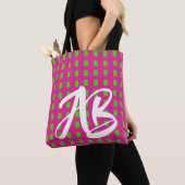 Monogram Modern Fun Hot Pink en Groen Tote Bag (Dichtbij)