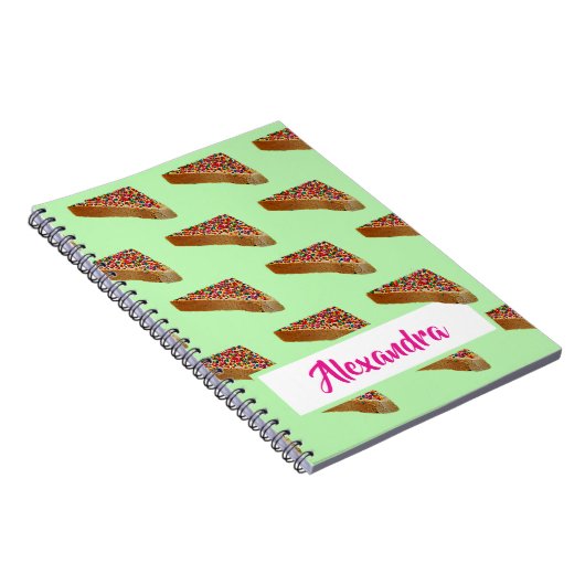 Monogram Modern Fun Pastel Green Fairy Bread. Notitieboek (Rechterzijde)