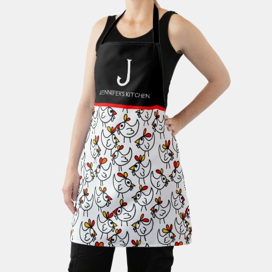 Monogram Modern Funny Chicken Adult Schort in het (Insitu)