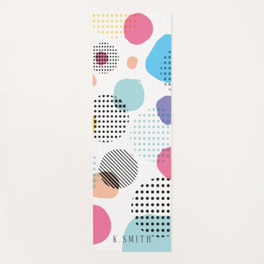 Monogram modern geometrisch cirkelpatroon yogamat (Voorkant)