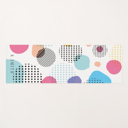 Monogram modern geometrisch cirkelpatroon yogamat (Voorkant (horizontaal))