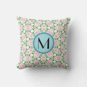 Monogram modern Geometrisch Roze Floral Patroon Kussen