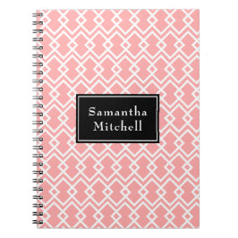 Monogram modern Geometrisch Roze Zwart Notitieboek