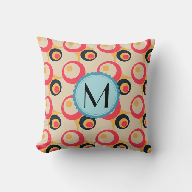 Monogram modern Geometrische cirkels patroon Kussen (Voorkant)