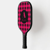 Monogram Modern geruite Hot Pink Zwart Pickleball Paddle (Links)