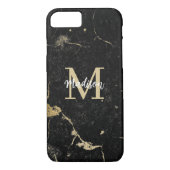 Monogram Modern Gold Black Marmer Case-Mate iPhone Case (Achterkant)