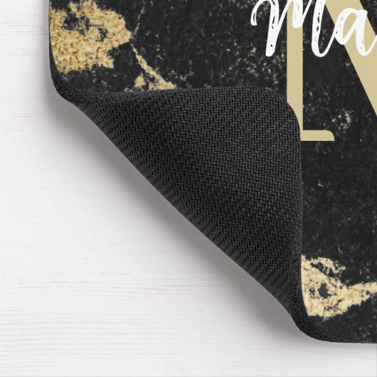 Monogram Modern Gold Black Marmer Muismat (Hoek)