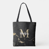 Monogram Modern Gold Black Marmer Tote Bag (Achterkant)