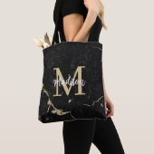 Monogram Modern Gold Black Marmer Tote Bag (Dichtbij)