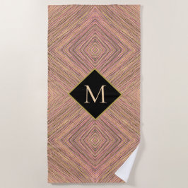 Monogram modern Gold Glitter Stripes Strandlaken