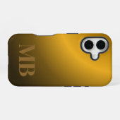 Monogram Modern Gold Tiger Eye iPhone 16 Hoesje (Achterkant horizontaal)