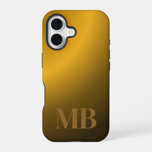 Monogram Modern Gold Tiger Eye iPhone 16 Hoesje (Achterkant)