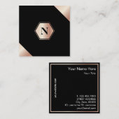 Monogram Modern GoldRose Square Visitekaartje (Voorkant / Achterkant)