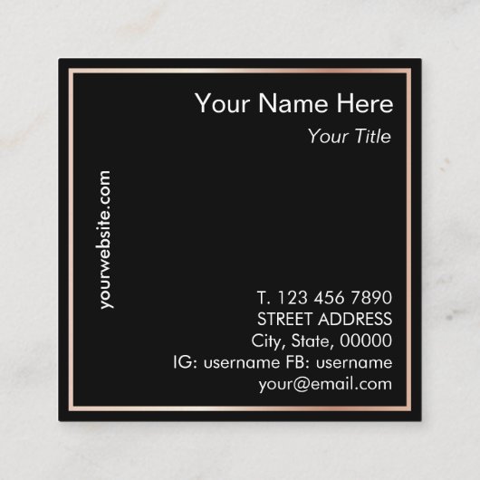 Monogram Modern GoldRose Square Visitekaartje (Achterkant)