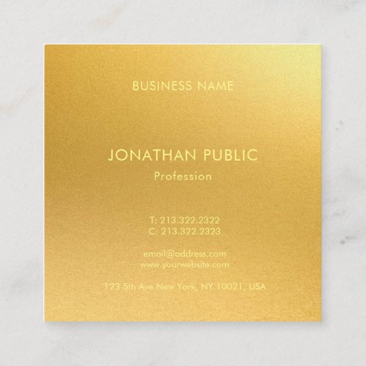 Monogram Modern Goud Elegante Sjabloon Luxe Vierkante Visitekaartje (Achterkant)