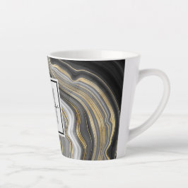 Monogram modern goud en grijs geanide geode latte mok